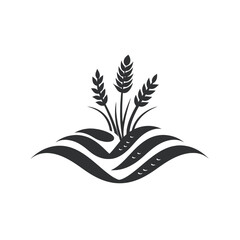 Black simple abstract farming logo element on white background Generative Ai
