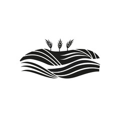 Black simple abstract farming logo element on white background Generative Ai