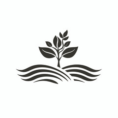 Fototapeta premium Black simple abstract farming logo element on white background Generative Ai