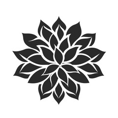 Black simple abstract flower logo element on white background Generative Ai