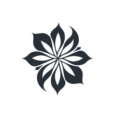 Fototapeta na wymiar Black simple abstract flower logo element on white background Generative Ai