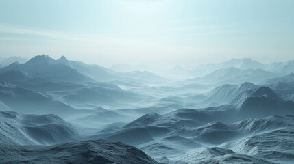 Illusory horizons stretching across a misty, high-definition landscape - obrazy, fototapety, plakaty