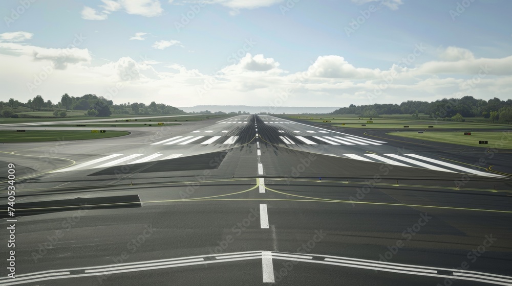 Poster view of a taxiway intersection with precise angles and curves designed to efficiently guide aircraft
