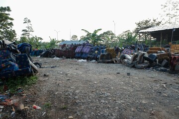 a dumping ground for unused bus passenger seats.