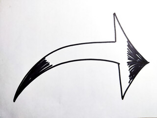 Thick graceful smooth Hand drawn black marker arrows. The concept of business, choosing direction,...