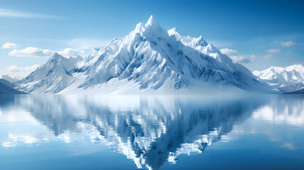 Snow Covered Mountain Reflecting in a Serene Lake