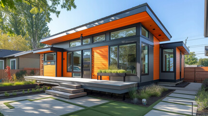 Embracing the tiny living movement this urban infill home offers a sustainable and affordable housing option without sacrificing style and convenience. - obrazy, fototapety, plakaty