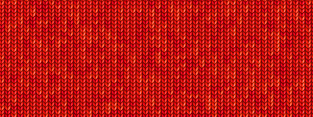 Red seamless pattern of knitted tricot fabric. Loops made of yarn in a wool or cotton jersey texture. Hosiery, scarf or sweater. Vector illustration