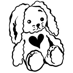 Fluffy Rabbit Black Lines Vector Coquette Series Cute
