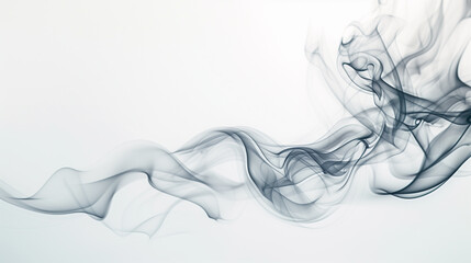 Soft smoke curls moving serenely across a stark white background, evoking a sense of calm and elegance.
