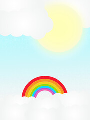 Blue sky with rainbow and cloud background