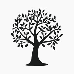 Obraz premium Black simple abstract tree logo element on white background Generative Ai
