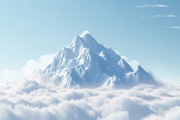Fototapeta na wymiar Majestic Mountain Peeking Through a Cloud-Filled Sky, Cloud storage depicted as an enormous digital mountain range, AI Generated