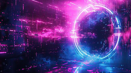 Fototapeta premium matrix code core futuristic silkscreen printing technology in the style of edo period wooden block print art employing use of electric neon AI fabric printing technology capable of UV holography, cyan