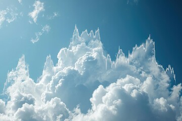 A photo capturing a clear blue sky adorned with numerous fluffy white clouds, Clouds forming the shape of financial graphs in the sky, AI Generated - obrazy, fototapety, plakaty