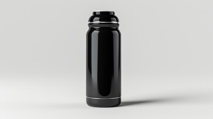 Black thermos bottle isolated on white background   