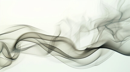 Thin, elegant smoke patterns weaving through a bright white space, suggesting the gentle movement of air.