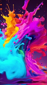 Colorful Liquid neon color splashing in super slow motion.