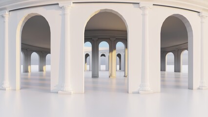 Obraz premium Classic semicircular interior with columns 3d render