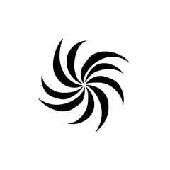 Black simple abstract wind generator logo element on white background Generative Ai