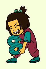 Little Girl Standing Vector Illustration