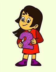 Little Girl Standing Vector Illustration