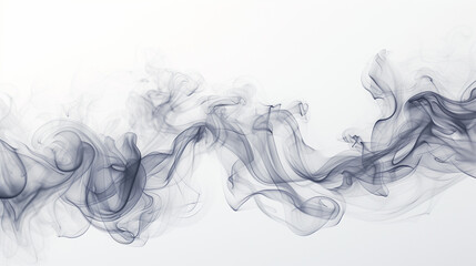 Wispy tendrils of smoke swirling gracefully over a clear white canvas, capturing the fluidity of motion in a still image. - obrazy, fototapety, plakaty