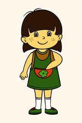 Little Girl Standing Vector Illustration