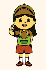 Little Girl Standing Vector Illustration