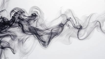 Wispy tendrils of smoke swirling gracefully over a clear white canvas, capturing the fluidity of motion in a still image.