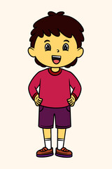 Little Boy Standing Vector Illustration