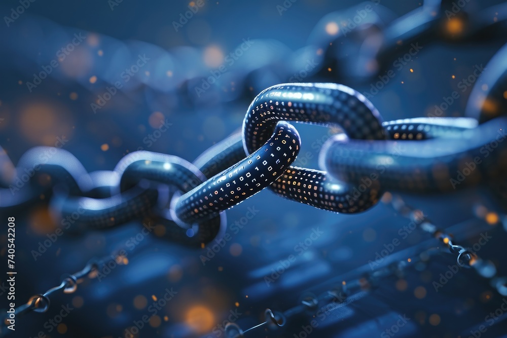 Poster this close-up photograph showcases the details of a rusty metal chain placed on a wooden table, conc