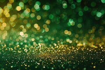 abstract gold coin and green glitter Saint patricks background with bokeh - obrazy, fototapety, plakaty