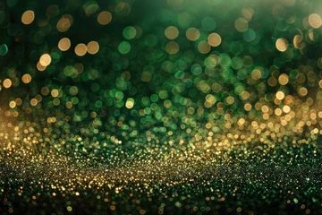 Foto op Canvas abstract gold coin and green glitter Saint patricks background with bokeh © Iryna