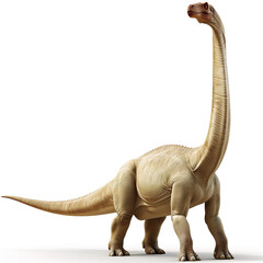 Obraz premium Diplodocus or Brachiosaurus style dinosaur, realistic illustration of the dinosaur isolated on white background