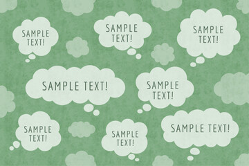 モヤモヤした雲の形をした吹き出し、モクモクとしたフキダシのベクターイラスト、水彩画風イラスト