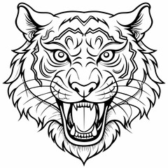 Obraz premium Angry Roaring Lion Head: Isolated Icon in Vector Illustration