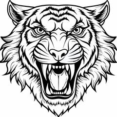 Fototapeta premium Angry Roaring Lion Head: Isolated Icon in Vector Illustration