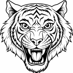 Angry Roaring Lion Head: Isolated Icon in Vector Illustration