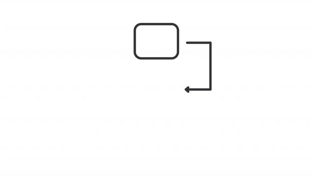 Animated flowchart icon. Work process line animation. Step by step organization. Project management tool. Black illustration on white background. HD video with alpha channel. Motion graphic