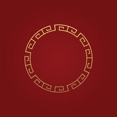 Chinese Greeting Card for 2024 New Year and Christmas. Vector illustration. Asian CLouds on Red Background.