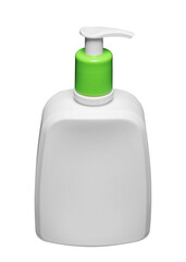 Biały plastikowy pojemnik z dozownikiem, opakowanie na krem, szampon lub mydło.
 - obrazy, fototapety, plakaty