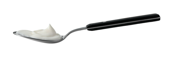 One spoon with mayonnaise isolated on white