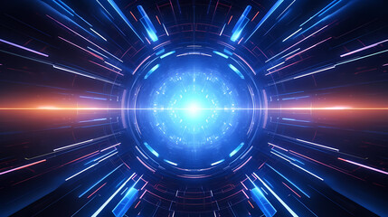 Artificial intelligence background, blue world network circuit future technology background