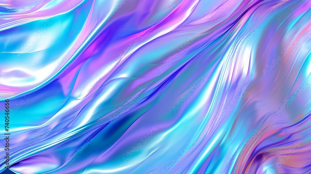 Poster holograph iridescent texture surface wrinkled foil pastel. real hologram background of wrinkled abst