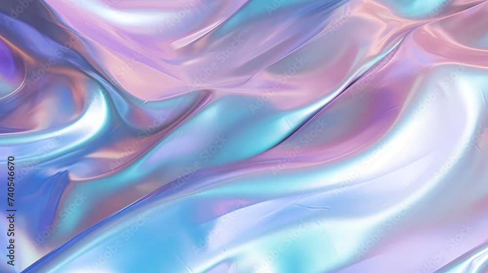 Poster holograph iridescent texture surface wrinkled foil pastel. real hologram background of wrinkled abst