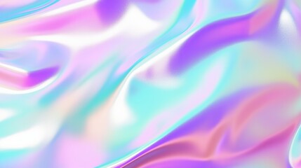Obraz premium Holograph foil background. Pastel color paper. Retro trend design. Vintage fantasy cover. Chrome holo art. Modern effect. Rainbow metallic material. Fabric glitch. Horizontal banner