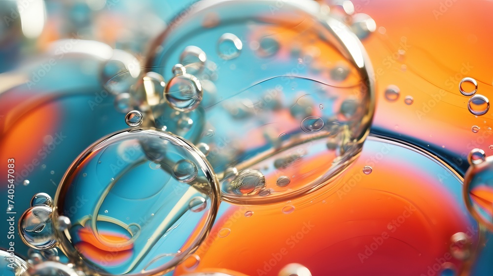 Poster macro close up of soap bubbles look like scienctific image of cell and cell membrane