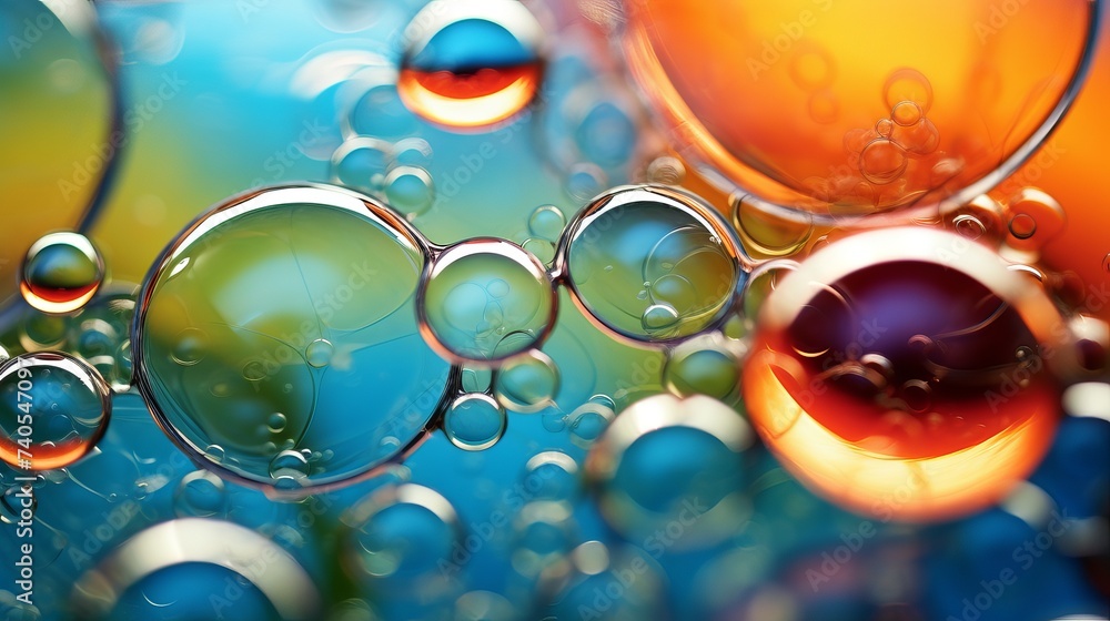 Aufkleber macro close up of soap bubbles look like scienctific image of cell and cell membrane