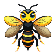 Vector of Cartoon Digger wasp illustration on white.